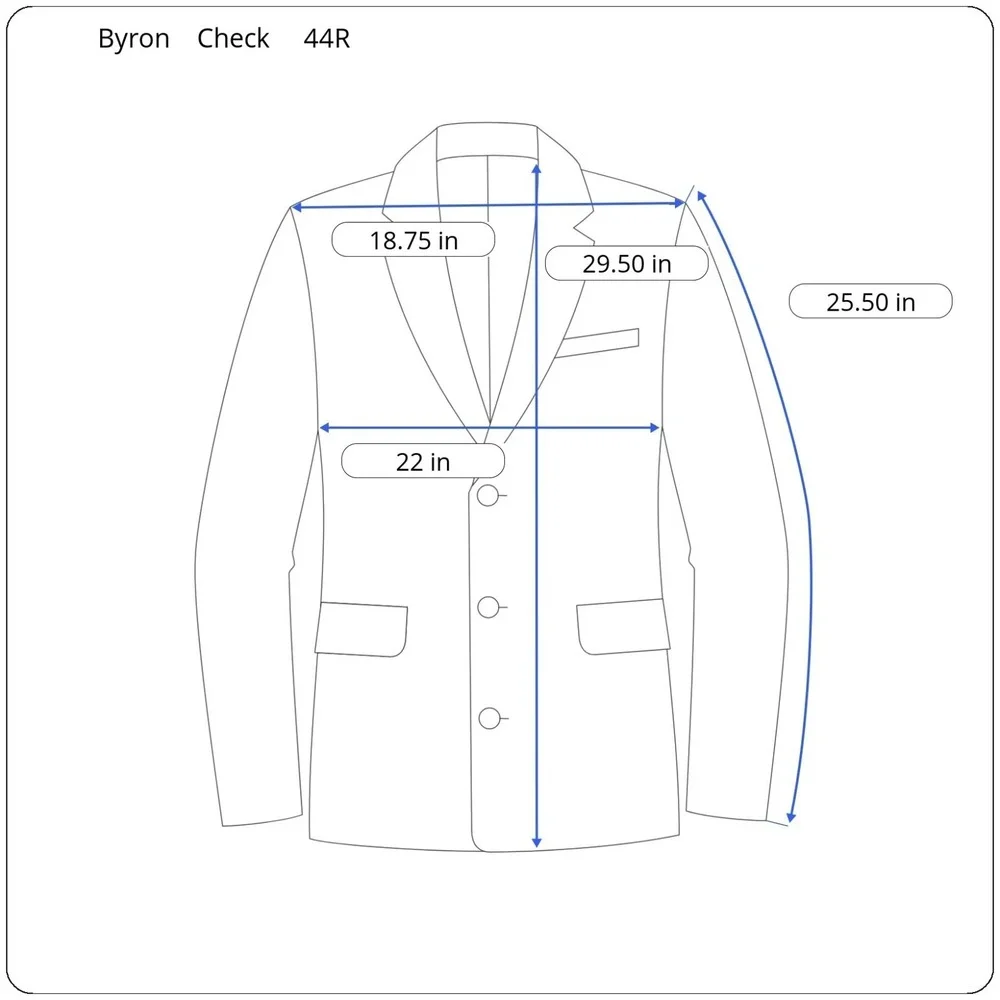 Byron Slim Unstructured Hopsack Wool Sport Coat Men's 44R Gray Blue Green Check